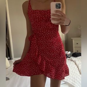 Princess Polly red floral summer tie dress size 2